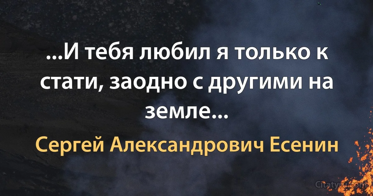 ...И тебя любил я только к стати, заодно с другими на земле... (Сергей Александрович Есенин)