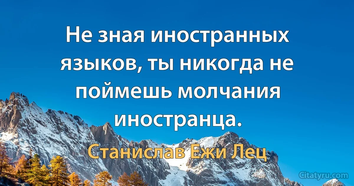 Не зная иностранных языков, ты никогда не поймешь молчания иностранца. (Станислав Ежи Лец)