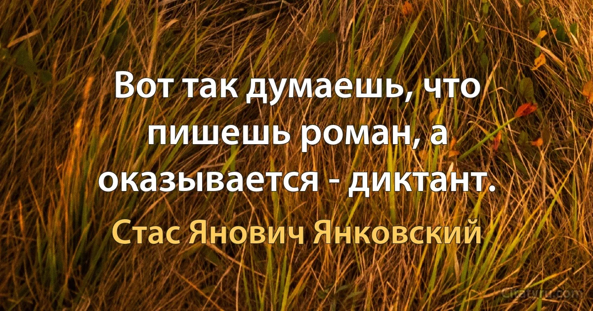 Вот так думаешь, что пишешь роман, а оказывается - диктант. (Стас Янович Янковский)