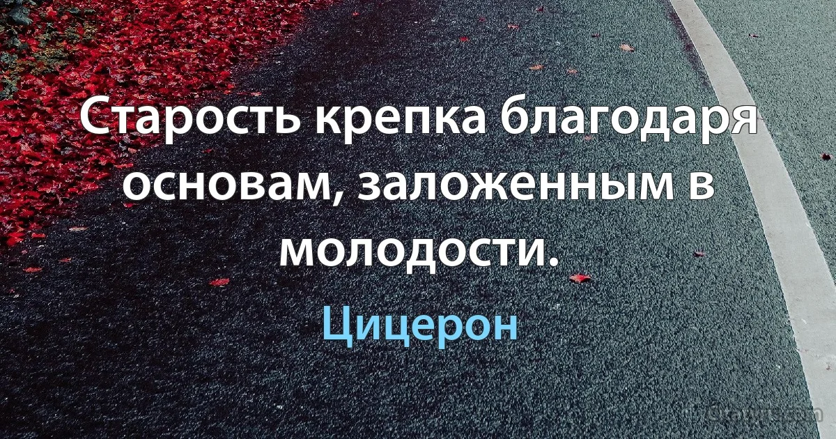 Старость крепка благодаря основам, заложенным в молодости. (Цицерон)