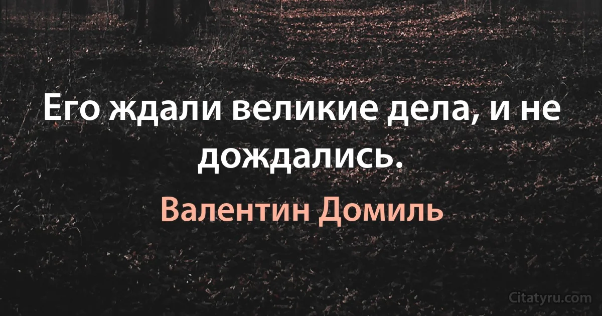 Его ждали великие дела, и не дождались. (Валентин Домиль)