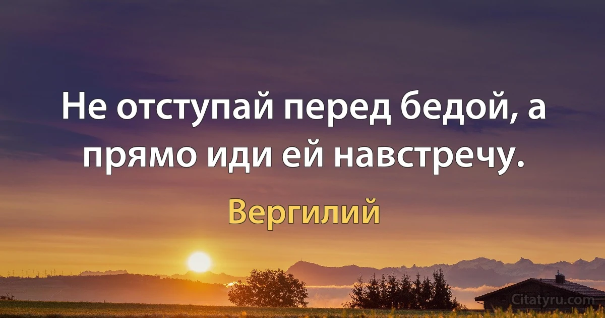 Не отступай перед бедой, а прямо иди ей навстречу. (Вергилий)