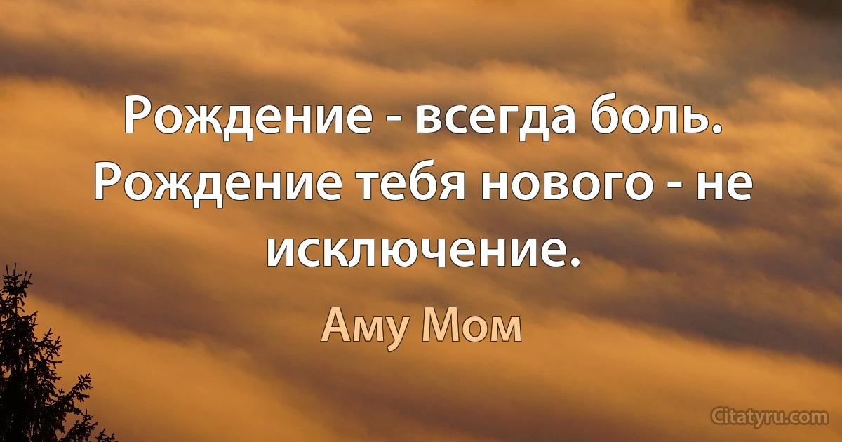 Рождение - всегда боль. Рождение тебя нового - не исключение. (Аму Мом)