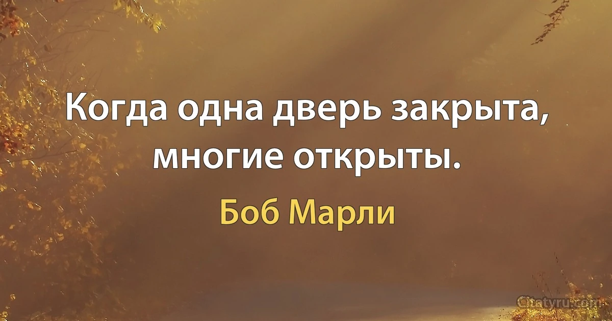 Когда одна дверь закрыта, многие открыты. (Боб Марли)