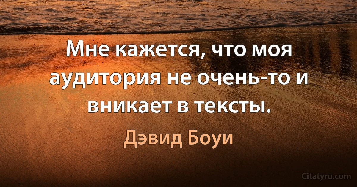 Мне кажется, что моя аудитория не очень-то и вникает в тексты. (Дэвид Боуи)