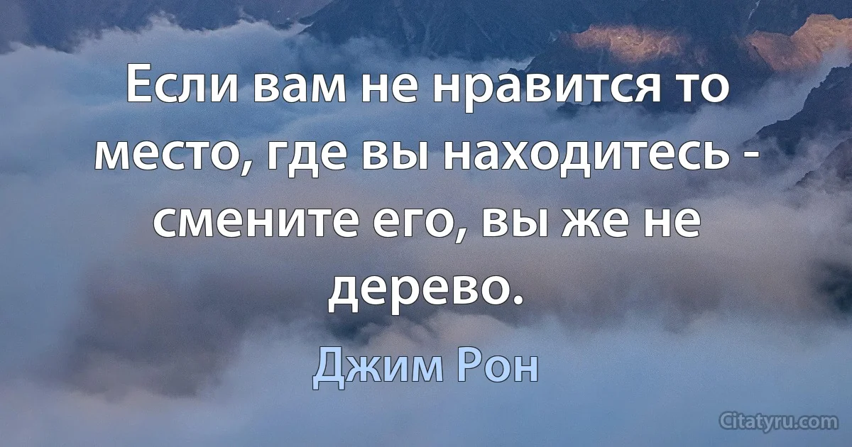 Если вам не нравится то место, где вы находитесь - смените его, вы же не дерево. (Джим Рон)