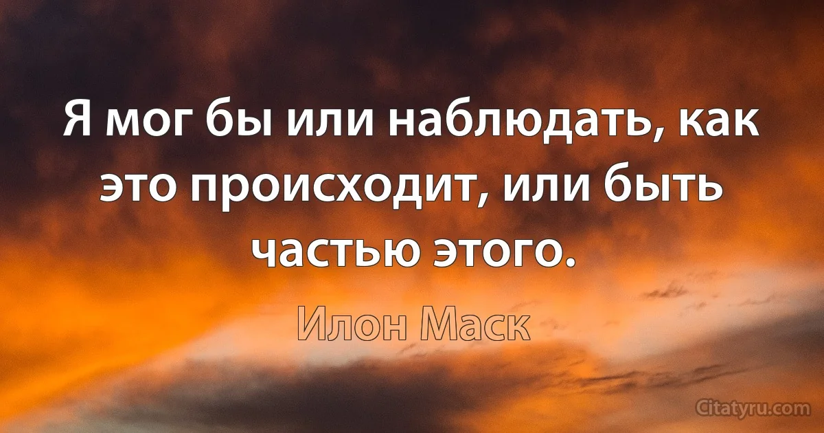 Я мог бы или наблюдать, как это происходит, или быть частью этого. (Илон Маск)