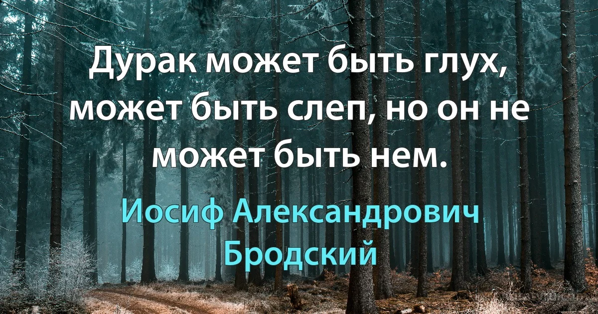 Дурак может быть глух, может быть слеп, но он не может быть нем. (Иосиф Александрович Бродский)