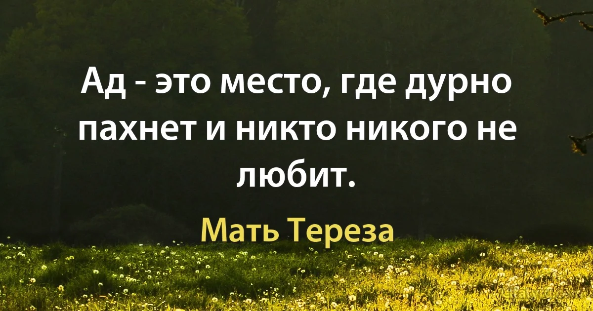 Ад - это место, где дурно пахнет и никто никого не любит. (Мать Тереза)