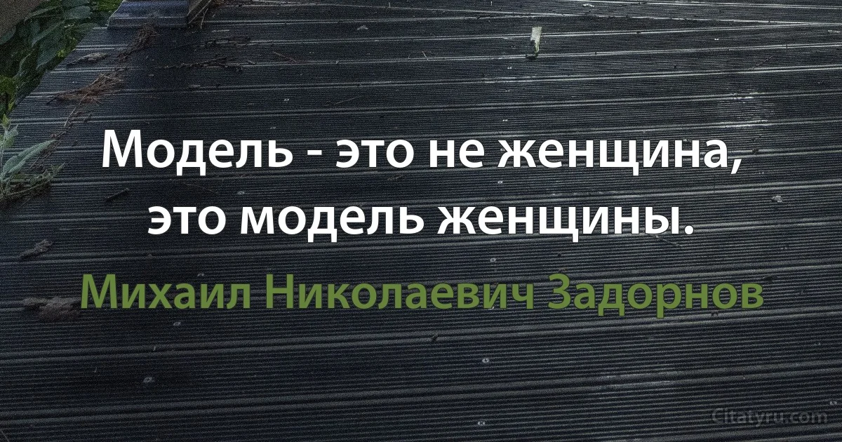 Модель - это не женщина, это модель женщины. (Михаил Николаевич Задорнов)