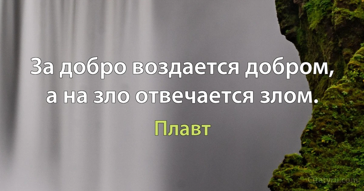 За добро воздается добром, а на зло отвечается злом. (Плавт)