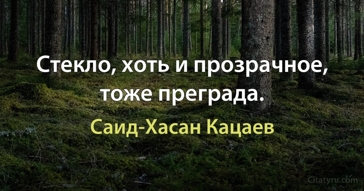 Стекло, хоть и прозрачное, тоже преграда. (Саид-Хасан Кацаев)