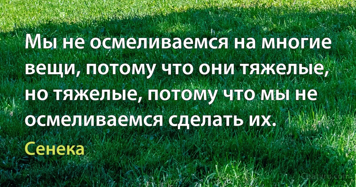 Мы не осмеливаемся на многие вещи, потому что они тяжелые, но тяжелые, потому что мы не осмеливаемся сделать их. (Сенека)