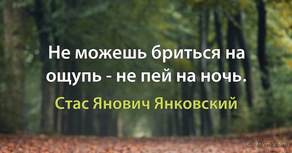 Не можешь бриться на ощупь - не пей на ночь. (Стас Янович Янковский)