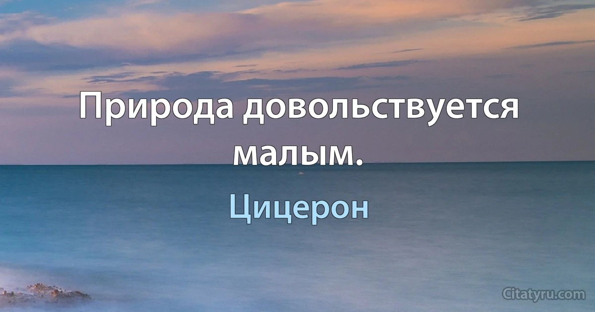 Природа довольствуется малым. (Цицерон)