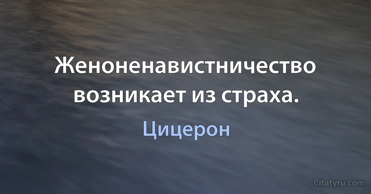 Женоненавистничество возникает из страха. (Цицерон)