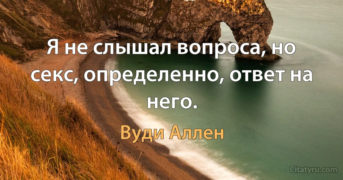 Я не слышал вопроса, но секс, определенно, ответ на него. (Вуди Аллен)