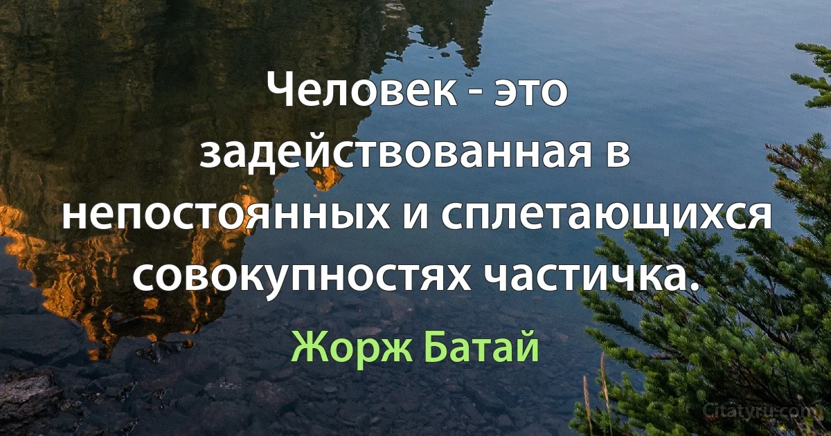 Человек - это задействованная в непостоянных и сплетающихся совокупностях частичка. (Жорж Батай)