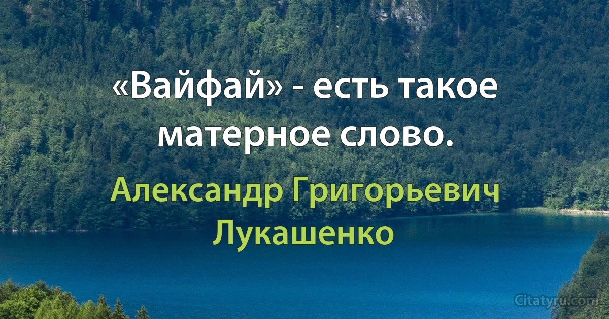 «Вайфай» - есть такое матерное слово. (Александр Григорьевич Лукашенко)