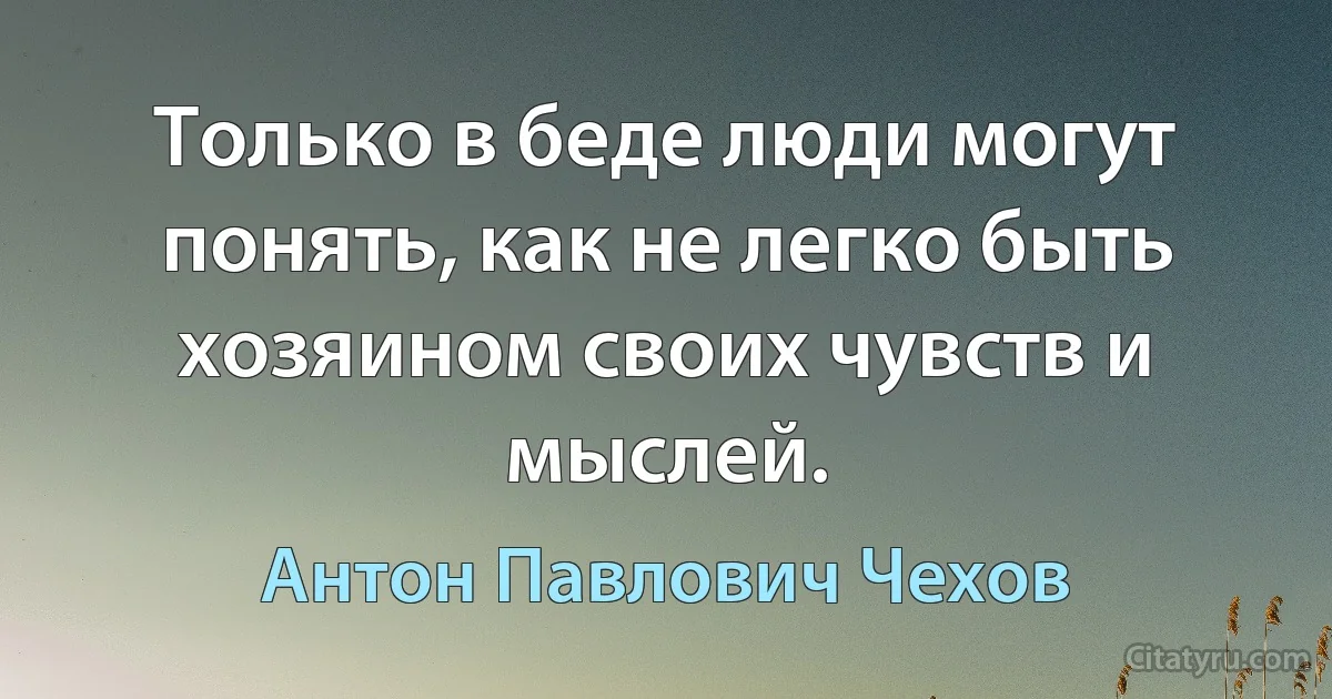 Только в беде люди могут понять, как не легко быть хозяином своих чувств и мыслей. (Антон Павлович Чехов)