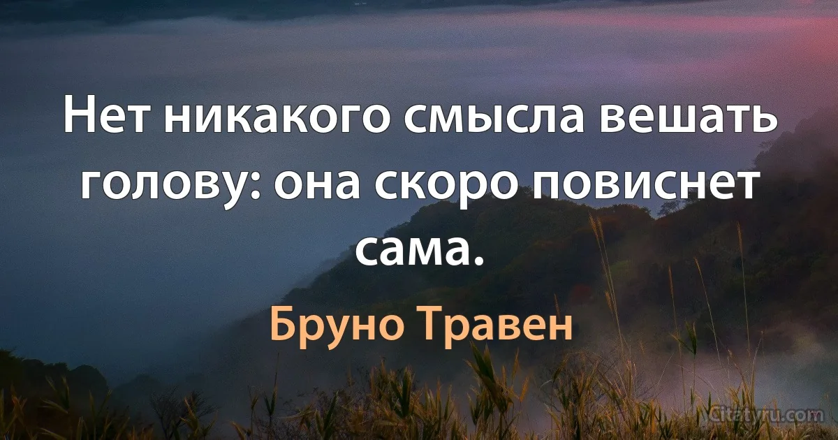 Нет никакого смысла вешать голову: она скоро повиснет сама. (Бруно Травен)