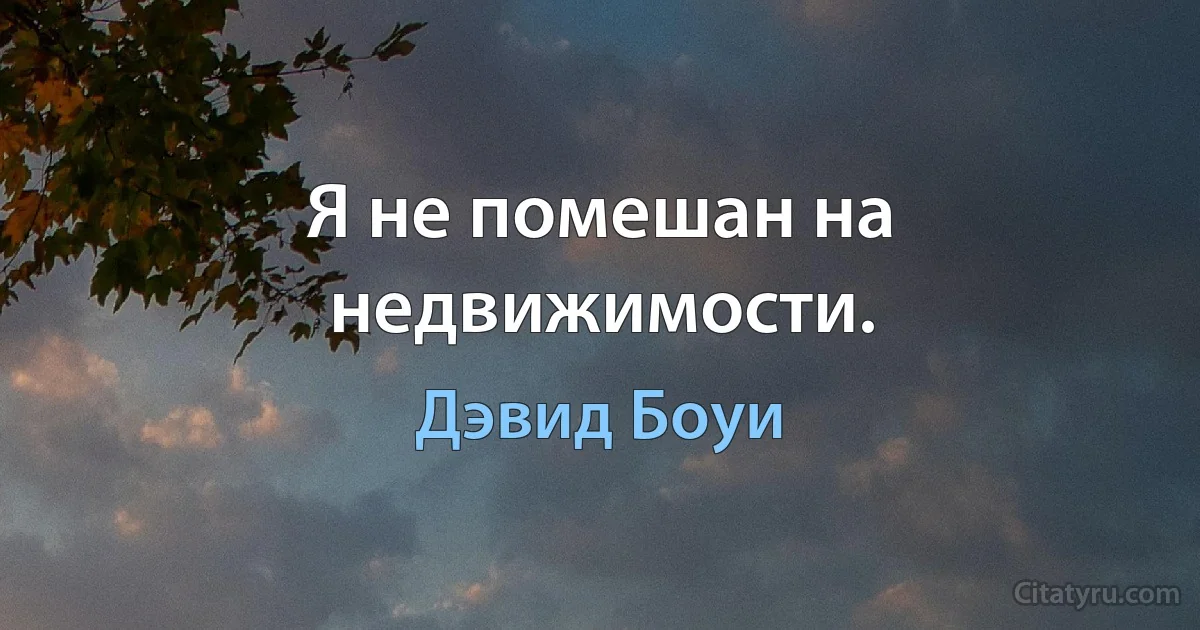 Я не помешан на недвижимости. (Дэвид Боуи)