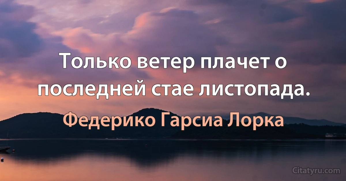 Только ветер плачет о последней стае листопада. (Федерико Гарсиа Лорка)