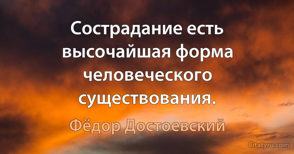 Сострадание есть высочайшая форма человеческого существования. (Фёдор Достоевский)