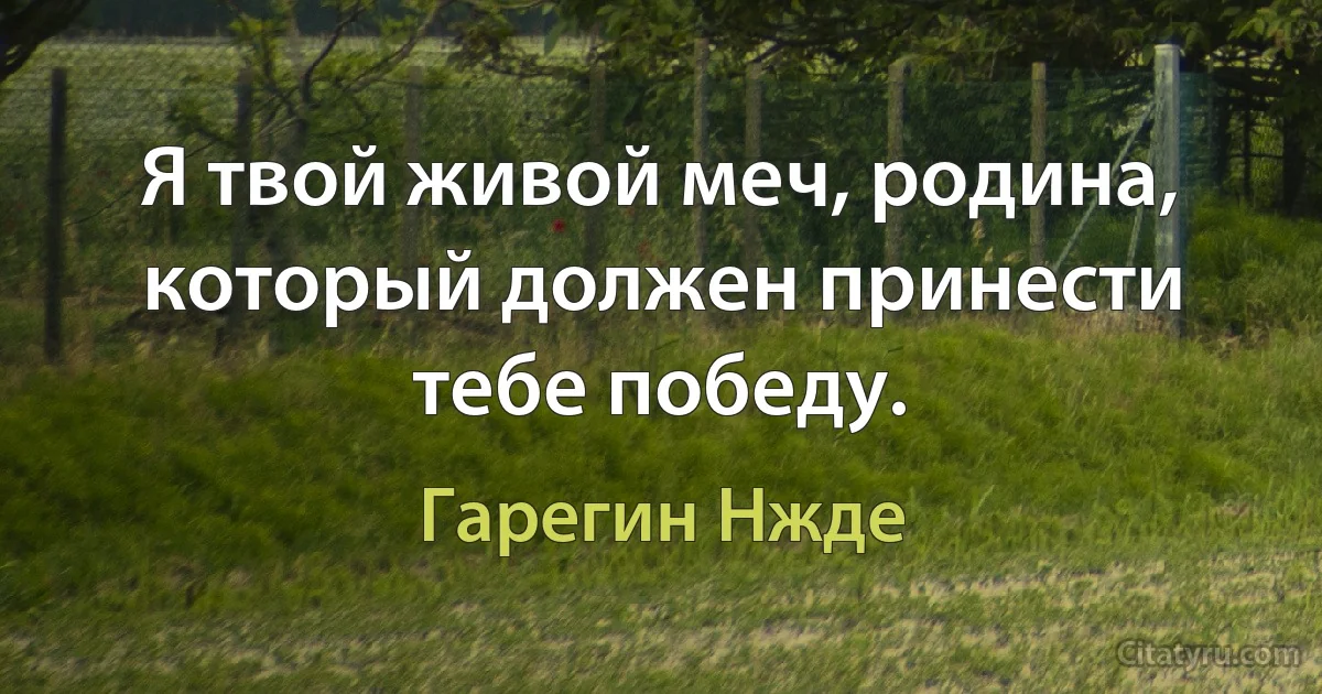 Я твой живой меч, родина, который должен принести тебе победу. (Гарегин Нжде)