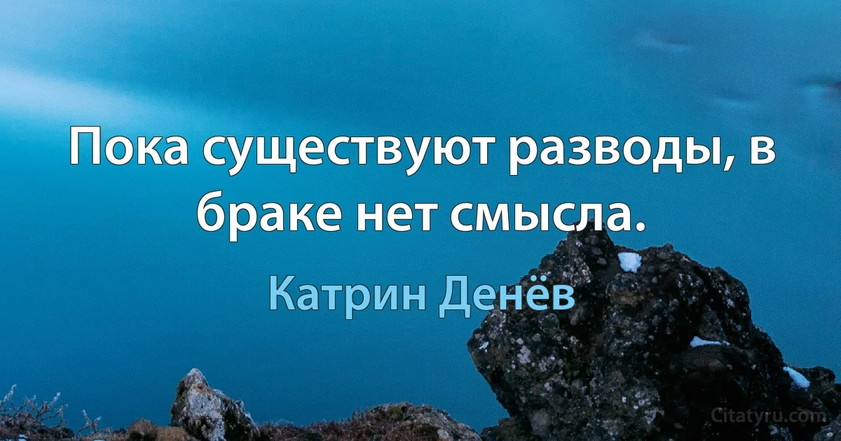 Пока существуют разводы, в браке нет смысла. (Катрин Денёв)