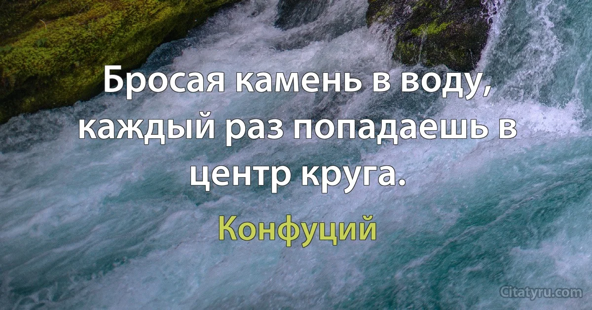 Бросая камень в воду, каждый раз попадаешь в центр круга. (Конфуций)