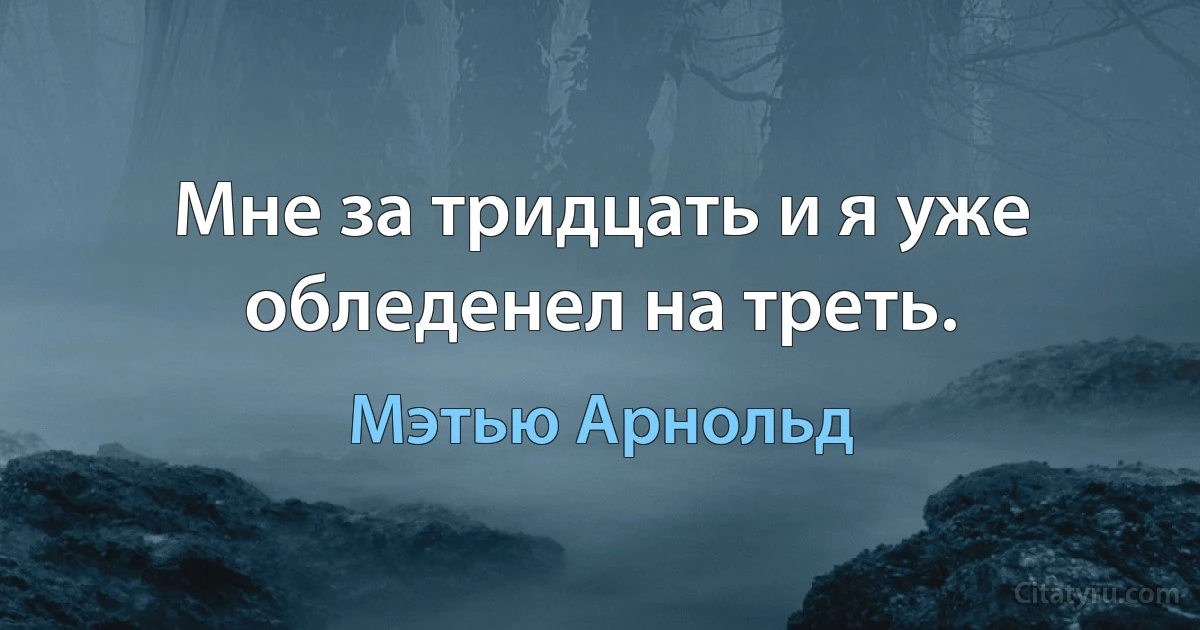 Мне за тридцать и я уже обледенел на треть. (Мэтью Арнольд)