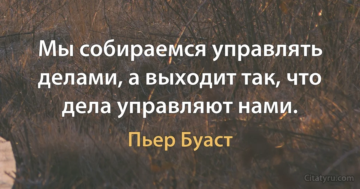 Мы собираемся управлять делами, а выходит так, что дела управляют нами. (Пьер Буаст)