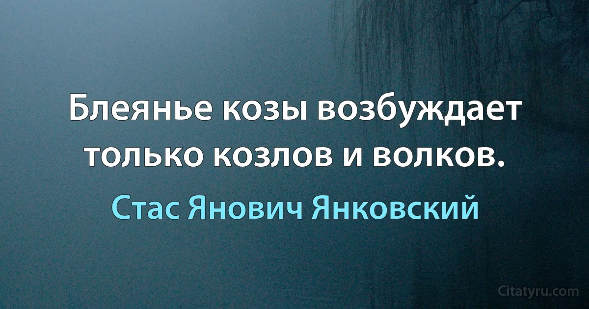 Блеянье козы возбуждает только козлов и волков. (Стас Янович Янковский)