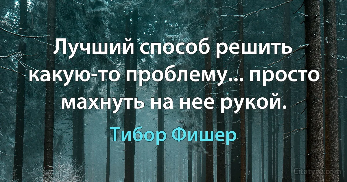 Лучший способ решить какую-то проблему... просто махнуть на нее рукой. (Тибор Фишер)