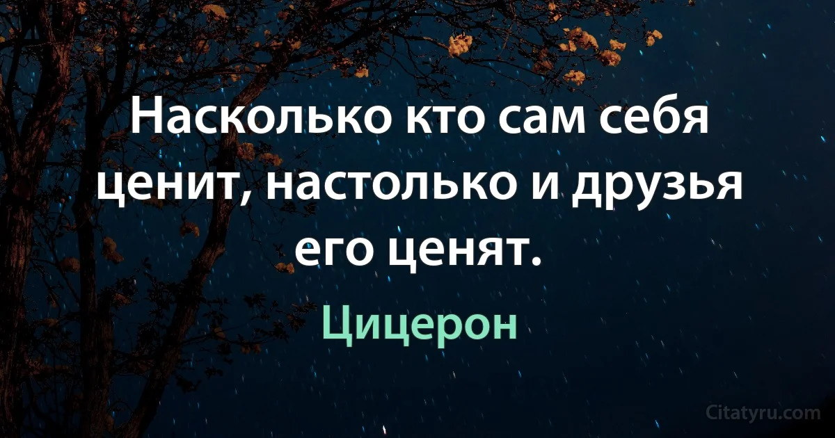 Насколько кто сам себя ценит, настолько и друзья его ценят. (Цицерон)