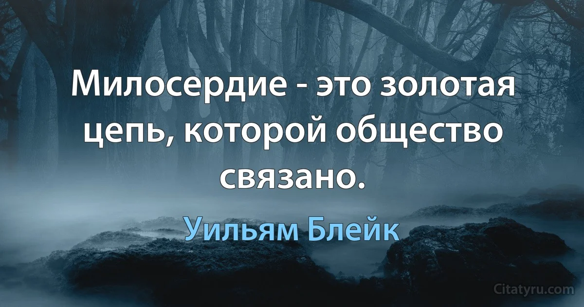 Милосердие - это золотая цепь, которой общество связано. (Уильям Блейк)