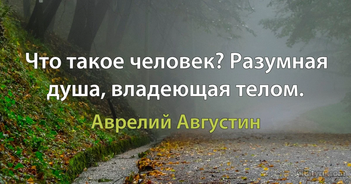 Что такое человек? Разумная душа, владеющая телом. (Аврелий Августин)