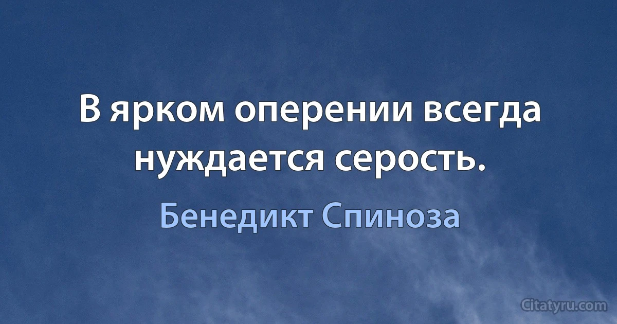 В ярком оперении всегда нуждается серость. (Бенедикт Спиноза)