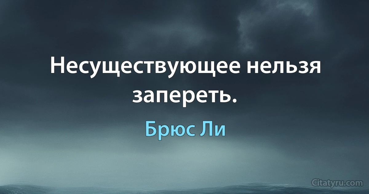 Несуществующее нельзя запереть. (Брюс Ли)