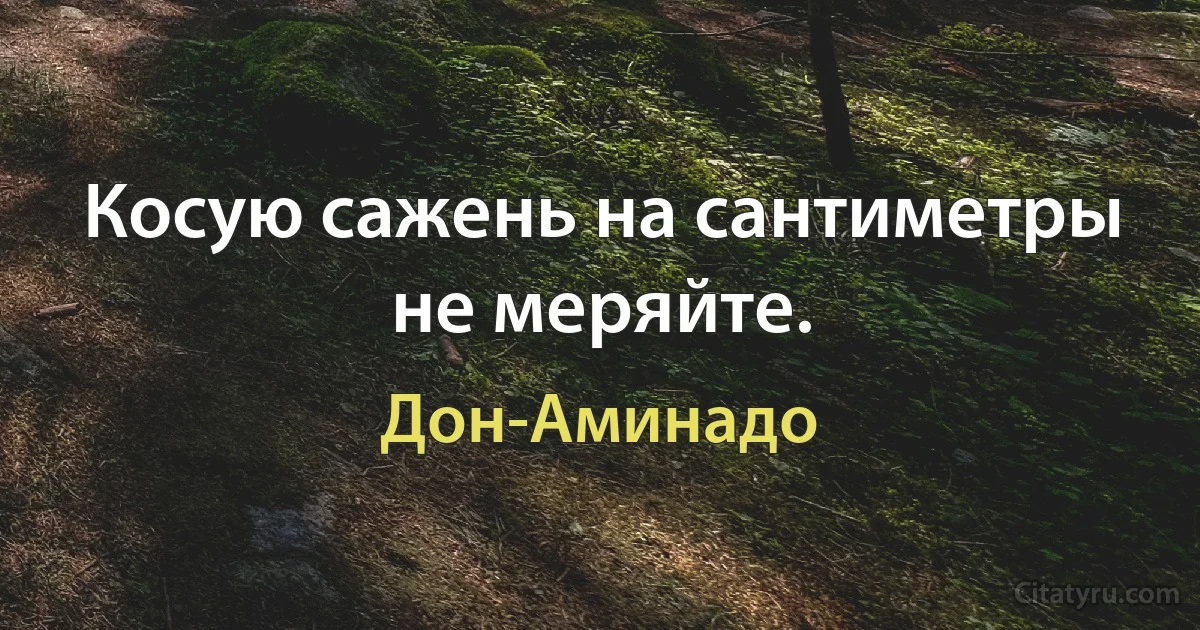 Косую сажень на сантиметры не меряйте. (Дон-Аминадо)