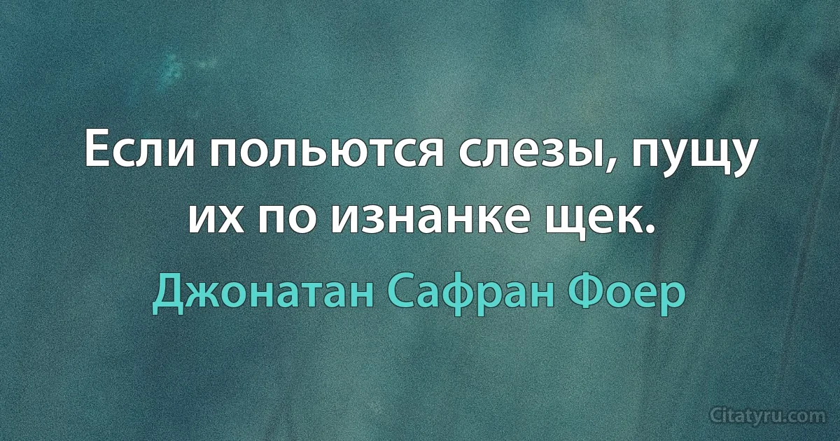 Если польются слезы, пущу их по изнанке щек. (Джонатан Сафран Фоер)