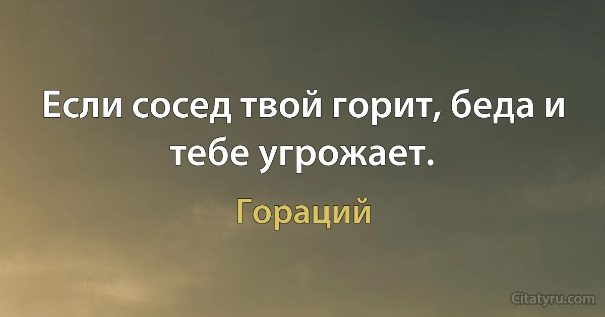 Если сосед твой горит, беда и тебе угрожает. (Гораций)