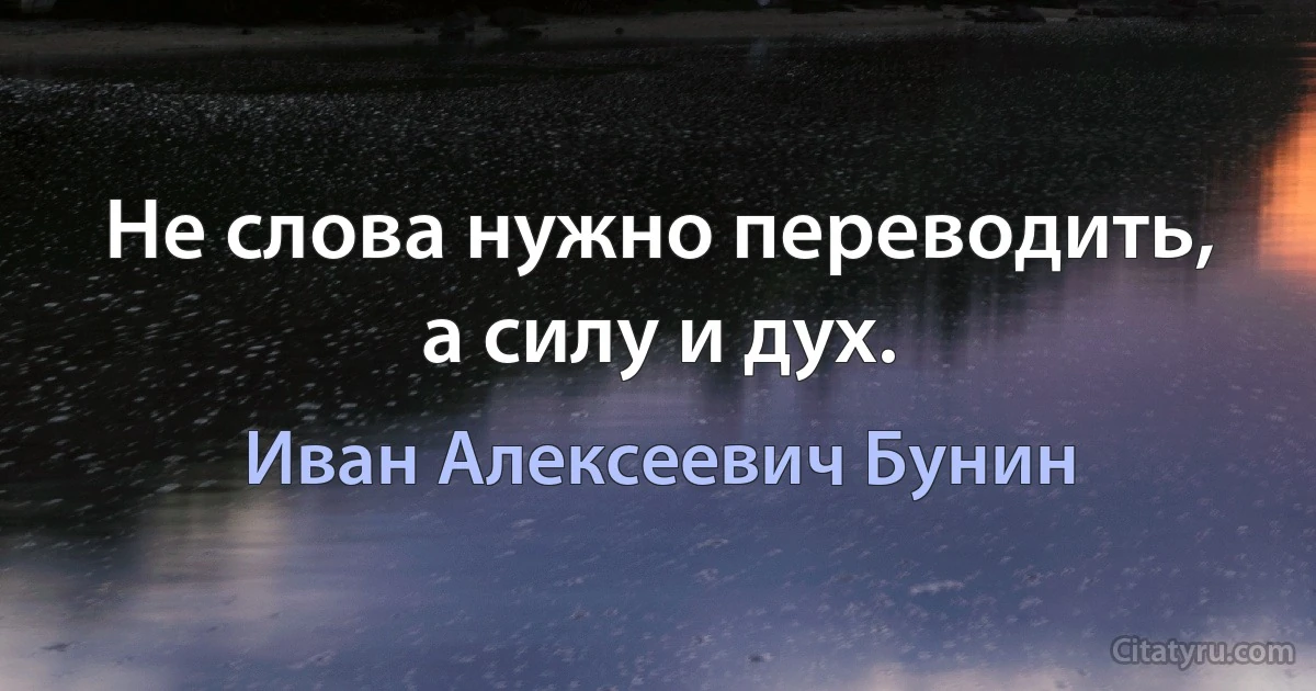 Не слова нужно переводить, а силу и дух. (Иван Алексеевич Бунин)