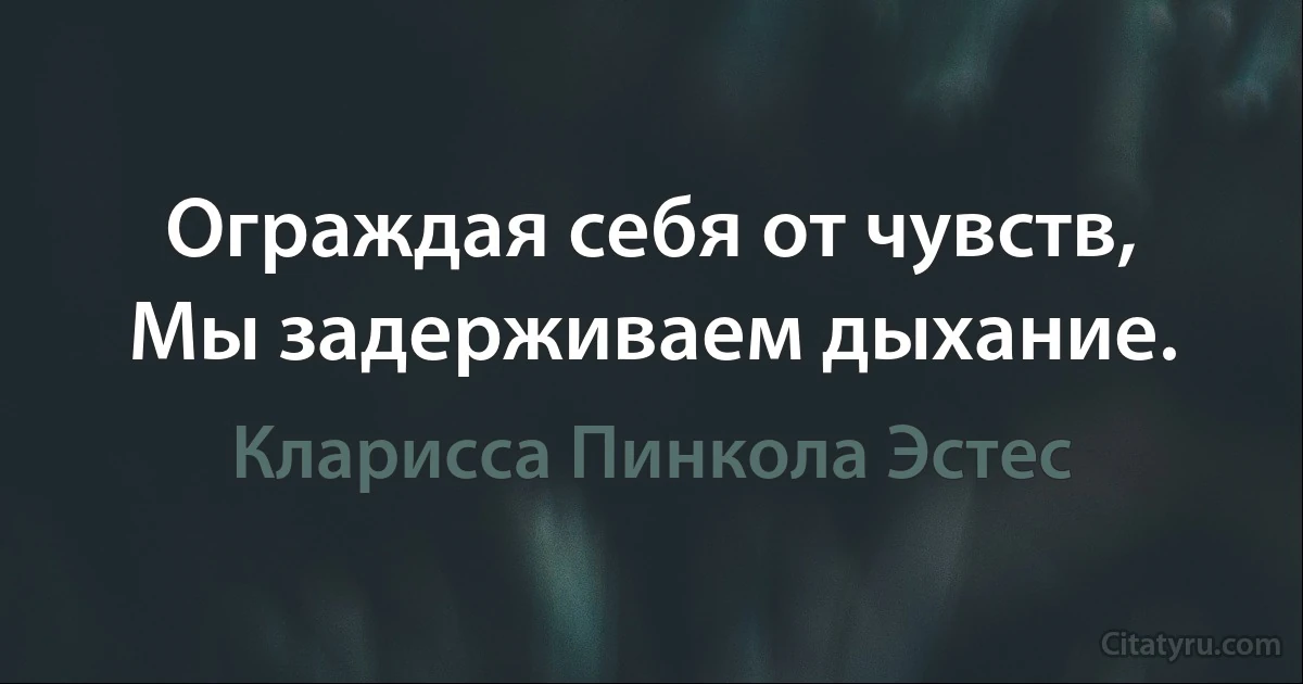 Ограждая себя от чувств,
Мы задерживаем дыхание. (Кларисса Пинкола Эстес)