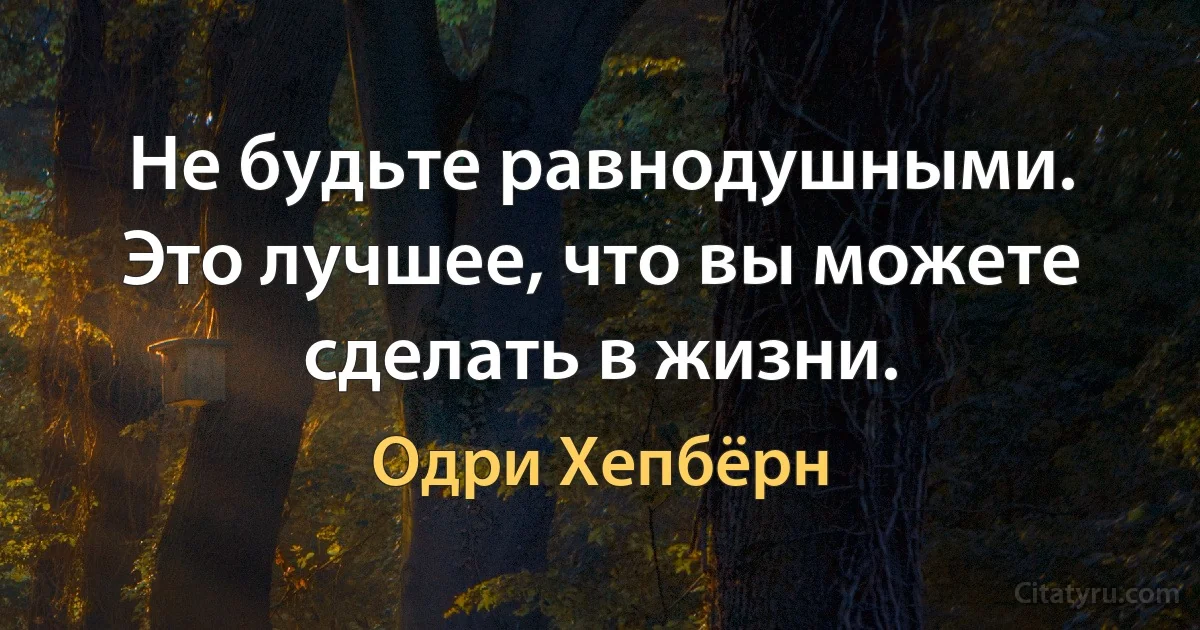 Не будьте равнодушными. Это лучшее, что вы можете сделать в жизни. (Одри Хепбёрн)