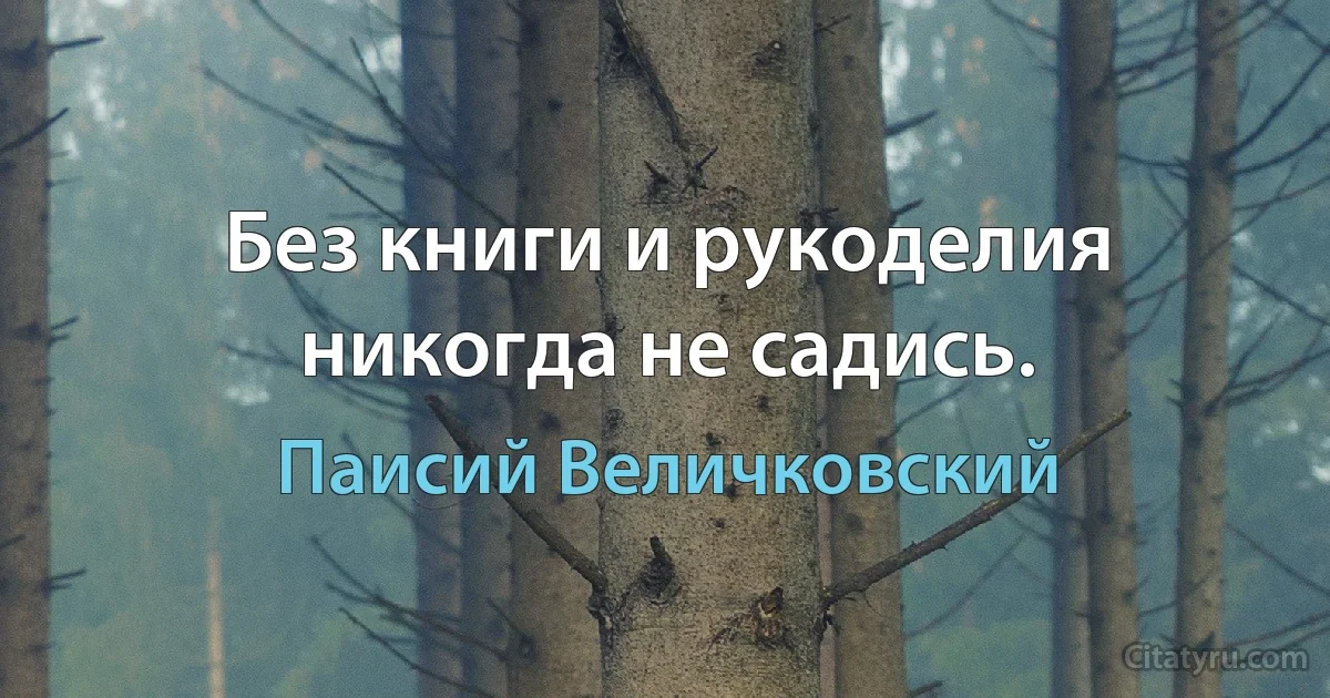 Без книги и рукоделия никогда не садись. (Паисий Величковский)