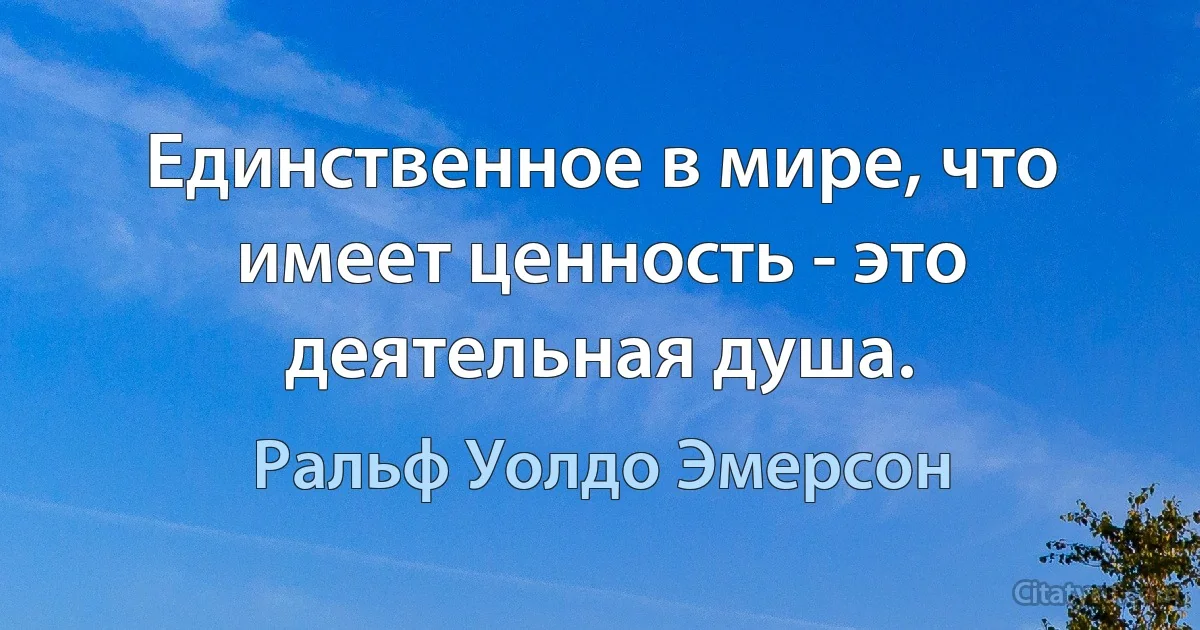 Единственное в мире, что имеет ценность - это деятельная душа. (Ральф Уолдо Эмерсон)