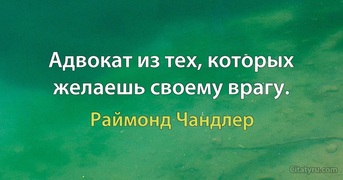 Адвокат из тех, которых желаешь своему врагу. (Раймонд Чандлер)