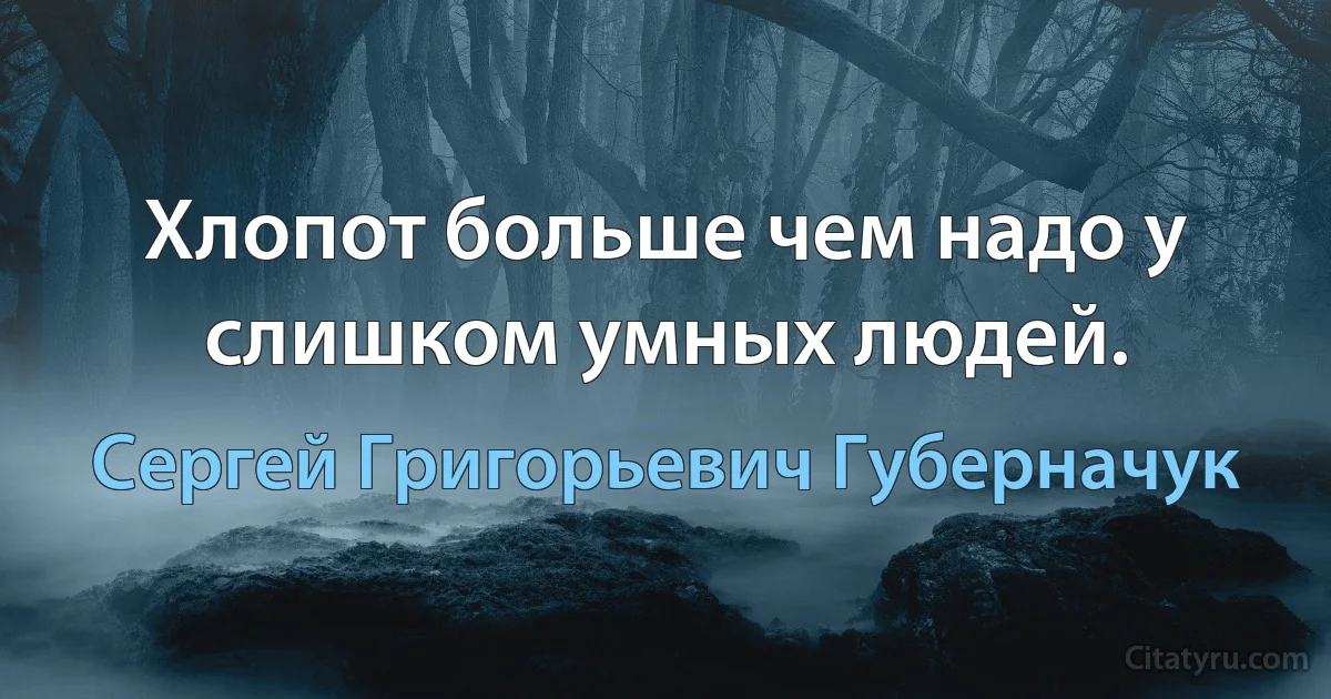 Хлопот больше чем надо у слишком умных людей. (Сергей Григорьевич Губерначук)